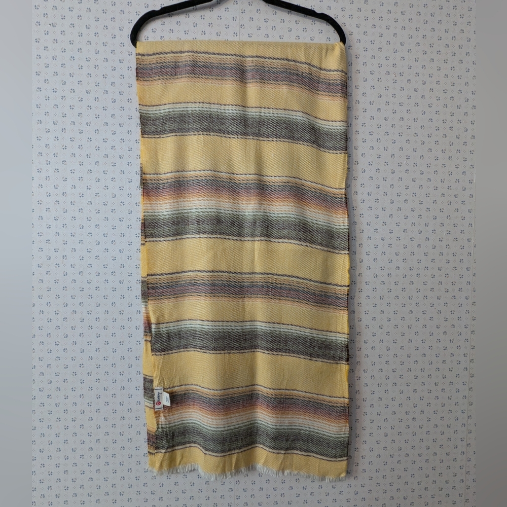 Isenboye Scarf Shaw Wrap Striped Soft Wide Long Versatile Yellow Western Minimal